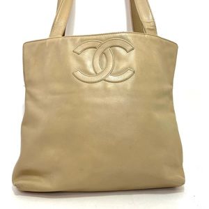 Authentic Vintage Chanel Beige Lambskin Tote